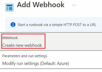 Create new webhook